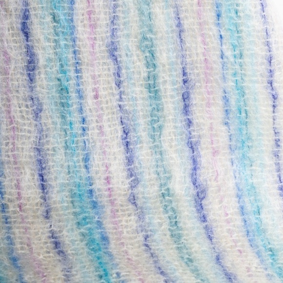Royal Scot Striped Mohair Wool Blend Scarf ca. 1960s Teal Purple Blue Pink Knit - Picture 4 of 10